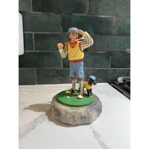 1994 Ron Lee Sculpture Golfer And Dog In Matching Outfit Signed
